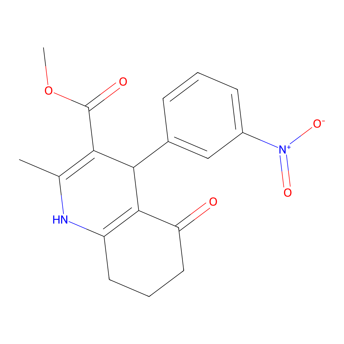 Methyl 2-methyl-4-(3-nitrophenyl)-5-oxo-1,4,5,6,7,8-hexahydroquinoline-3-carboxylate molecular structure, CAS 123136-45-8