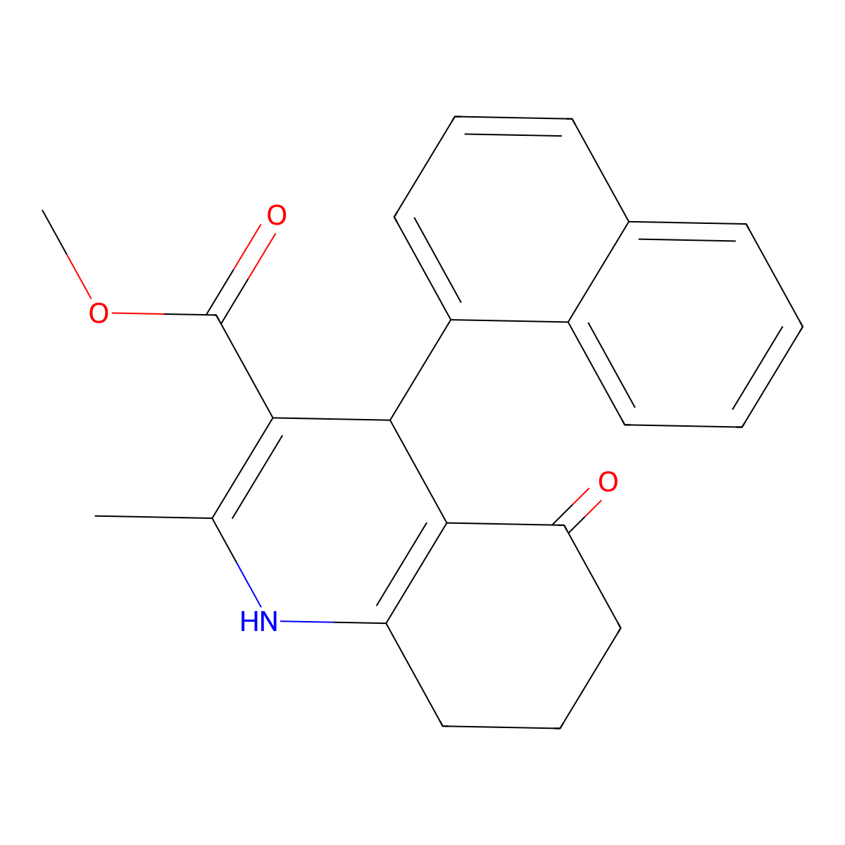 Methyl 2-methyl-4-(naphthalen-1-yl)-5-oxo-1,4,5,6,7,8-hexahydroquinoline-3-carboxylate molecular structure, CAS 123136-46-9