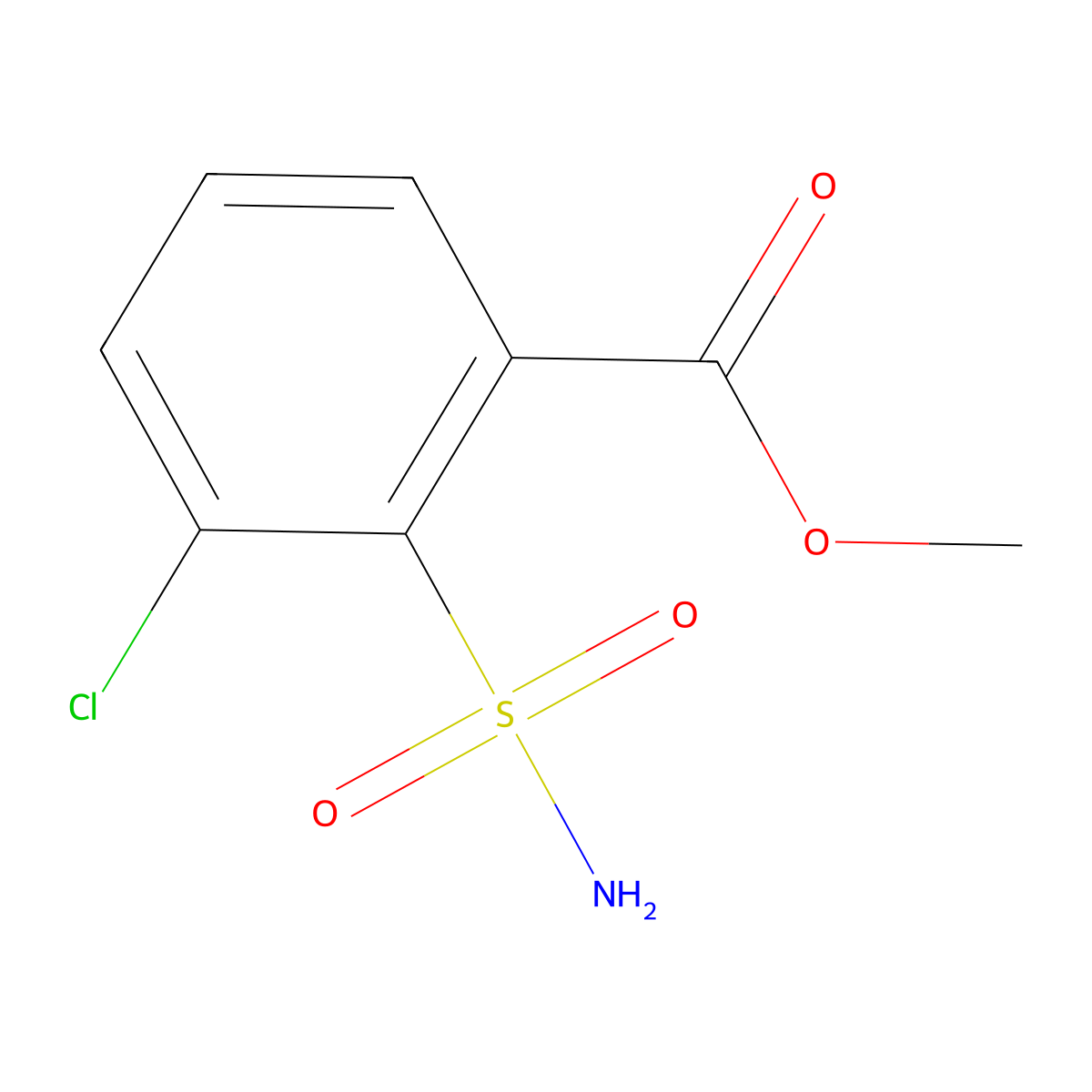 Methyl 3-chloro-2-sulfamoylbenzoate molecular structure, CAS 1231420-60-2