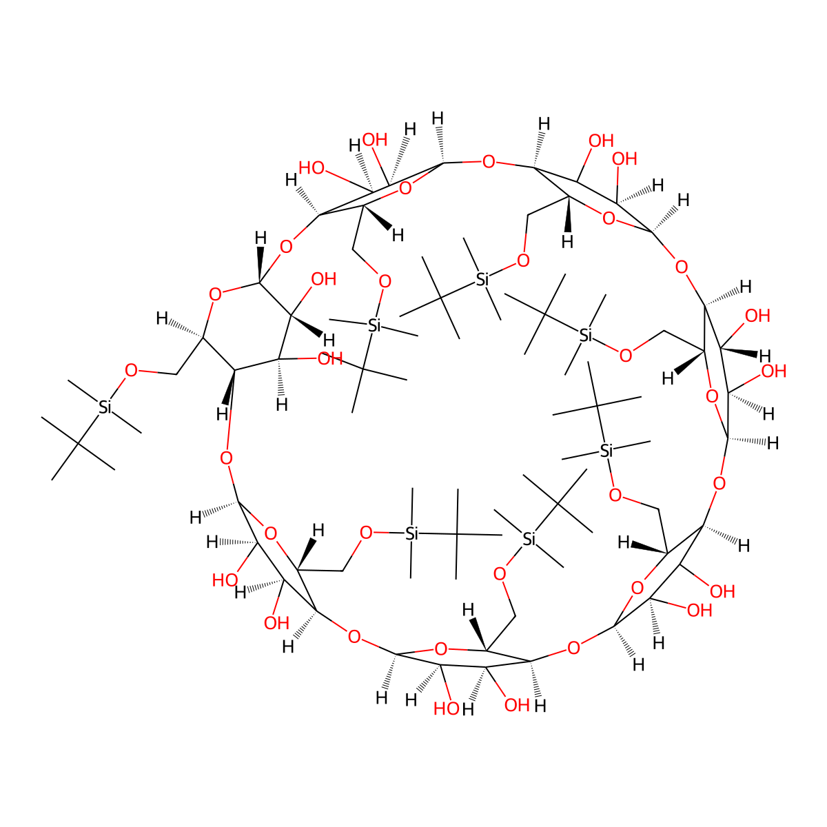 Heptakis-(6-O-tert-butyldimethylsilyl)-Beta-cyclodextrin molecular structure, CAS 123155-03-3