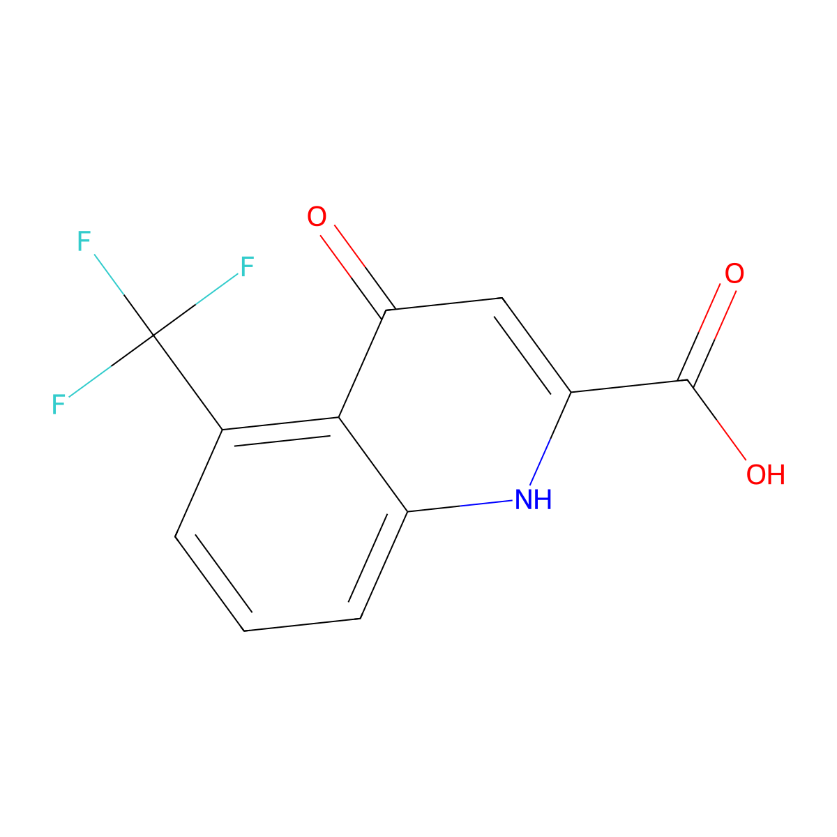 4-Oxo-5-(trifluoromethyl)-1,4-dihydroquinoline-2-carboxylic acid molecular structure, CAS 123157-86-8