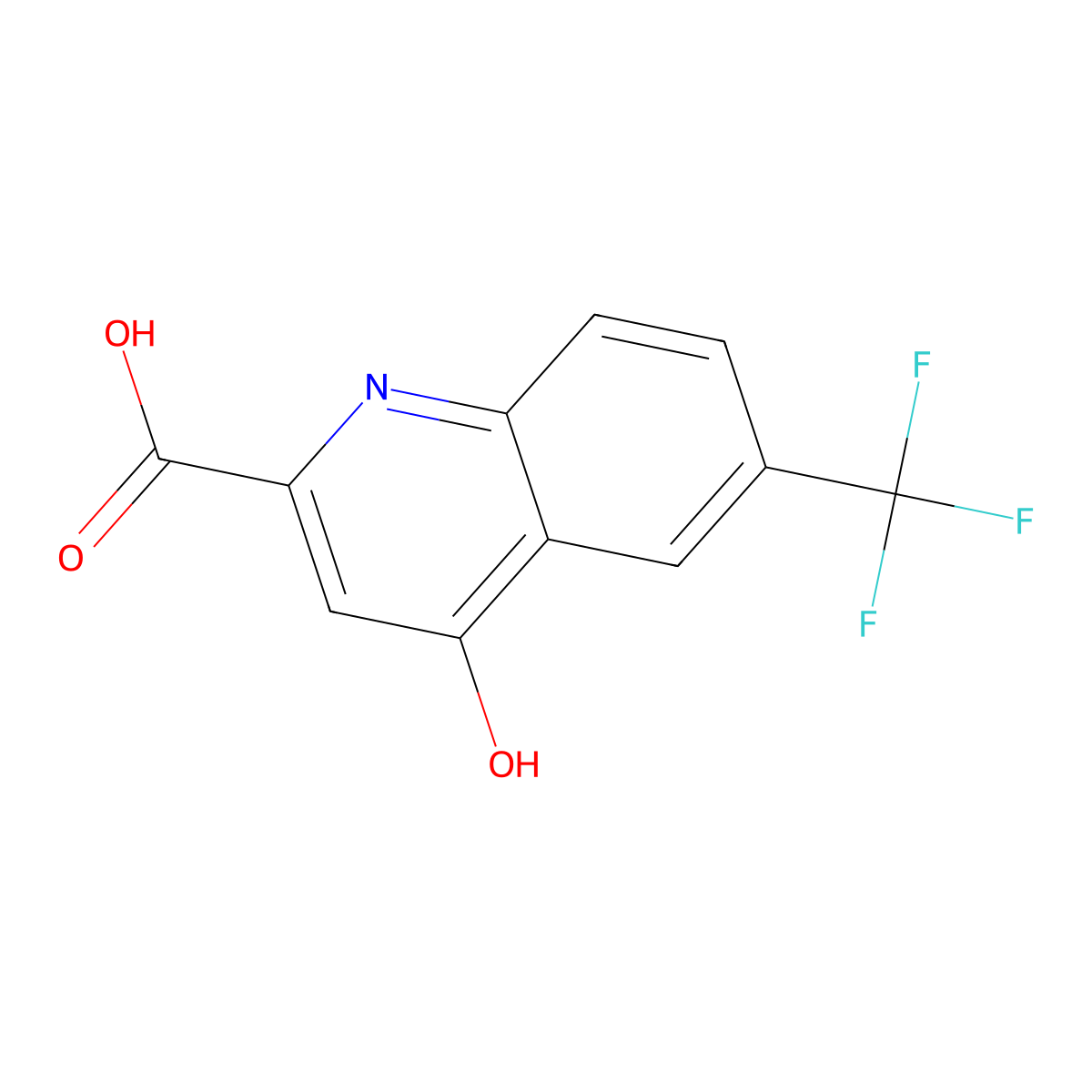 4-Oxo-6-(trifluoromethyl)-1,4-dihydroquinoline-2-carboxylic acid molecular structure, CAS 123158-30-5