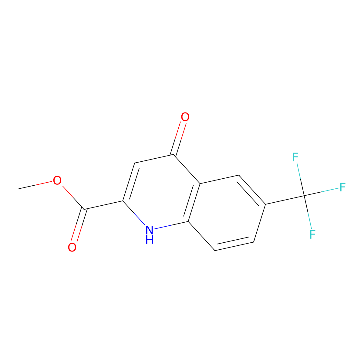 Methyl 4-hydroxy-6-(trifluoromethyl)quinoline-2-carboxylate molecular structure, CAS 123158-31-6