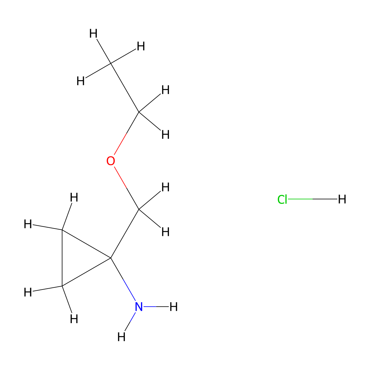 1-(Ethoxymethyl)cyclopropan-1-amine hydrochloride molecular structure, CAS 1231730-23-6