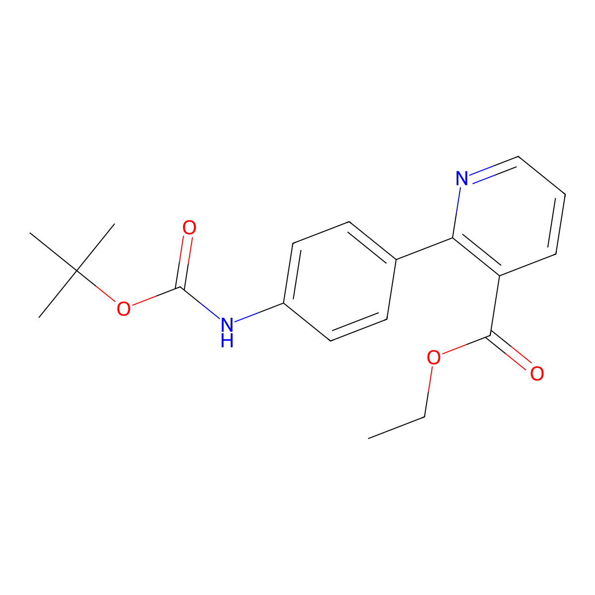 Ethyl 2-(4-((tert-butoxycarbonyl)amino)phenyl)nicotinate molecular structure, CAS 1231732-19-6