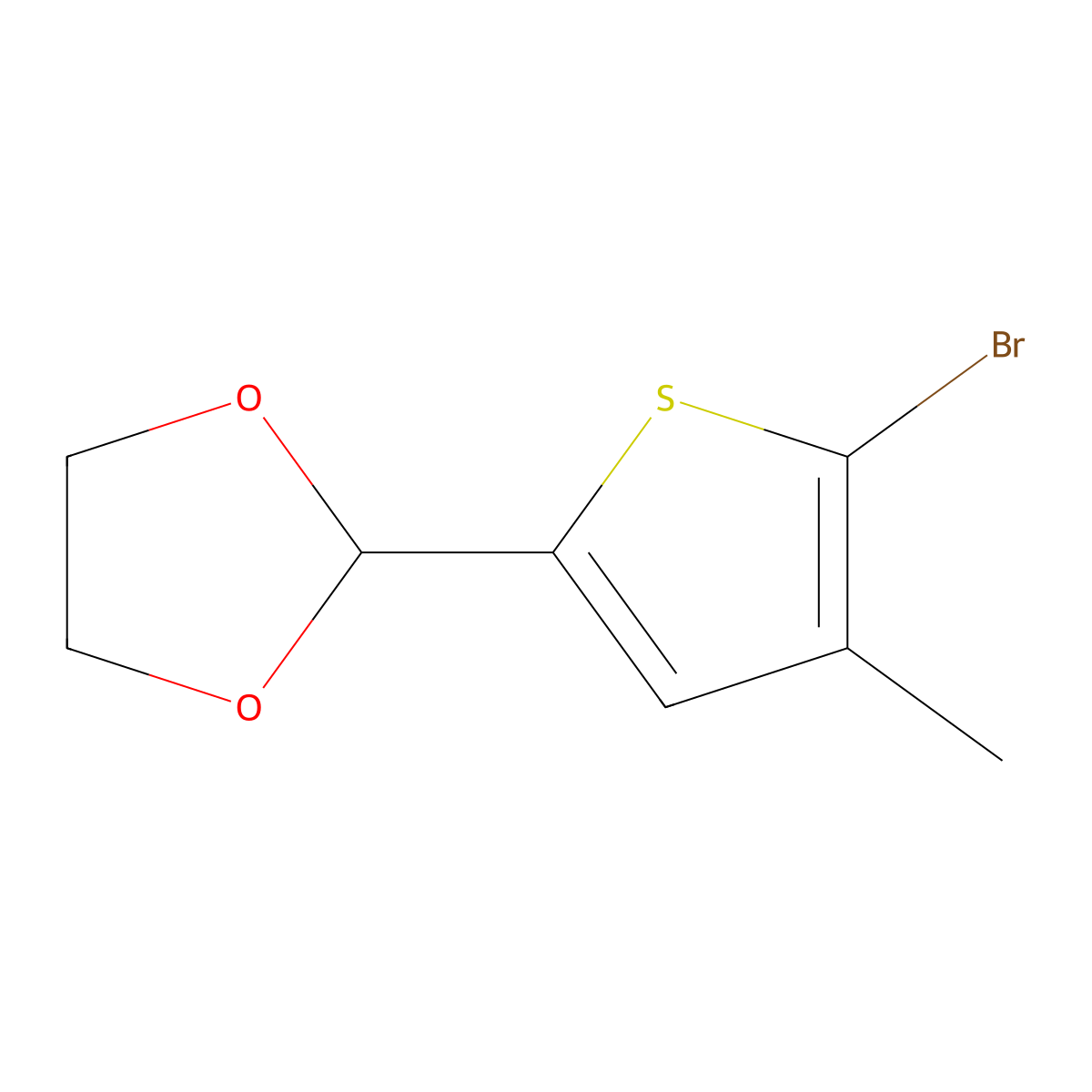 2-(5-Bromo-4-methylthiophen-2-yl)-1,3-dioxolane molecular structure, CAS 1231755-04-6