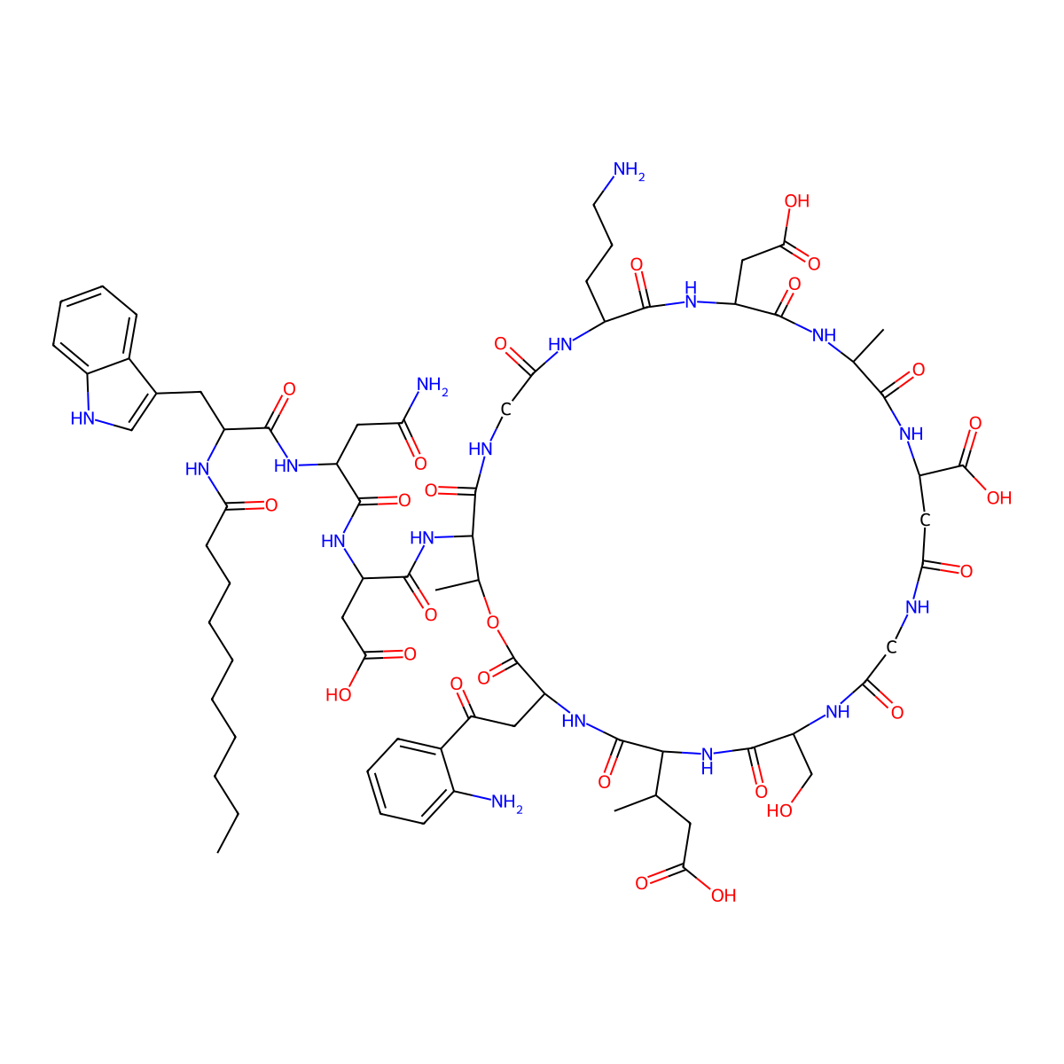 9-L-beta-Aspartic acid daptomycin molecular structure, CAS 123180-72-3