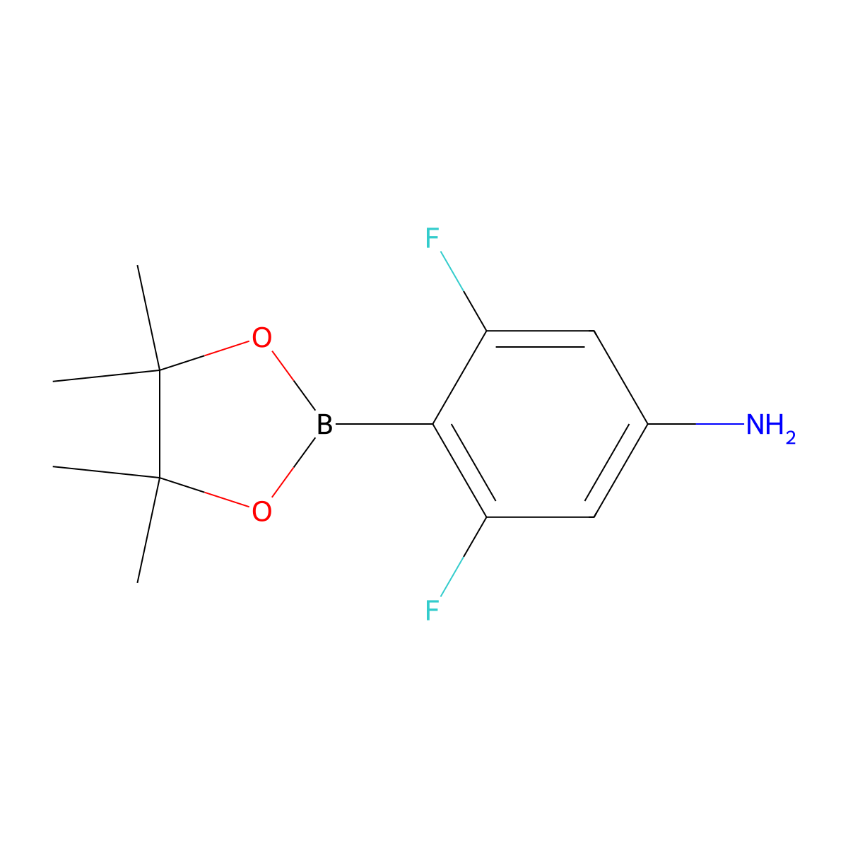 3,5-Difluoro-4-(4,4,5,5-tetramethyl-1,3,2-dioxaborolan-2-YL)aniline molecular structure, CAS 1231892-38-8