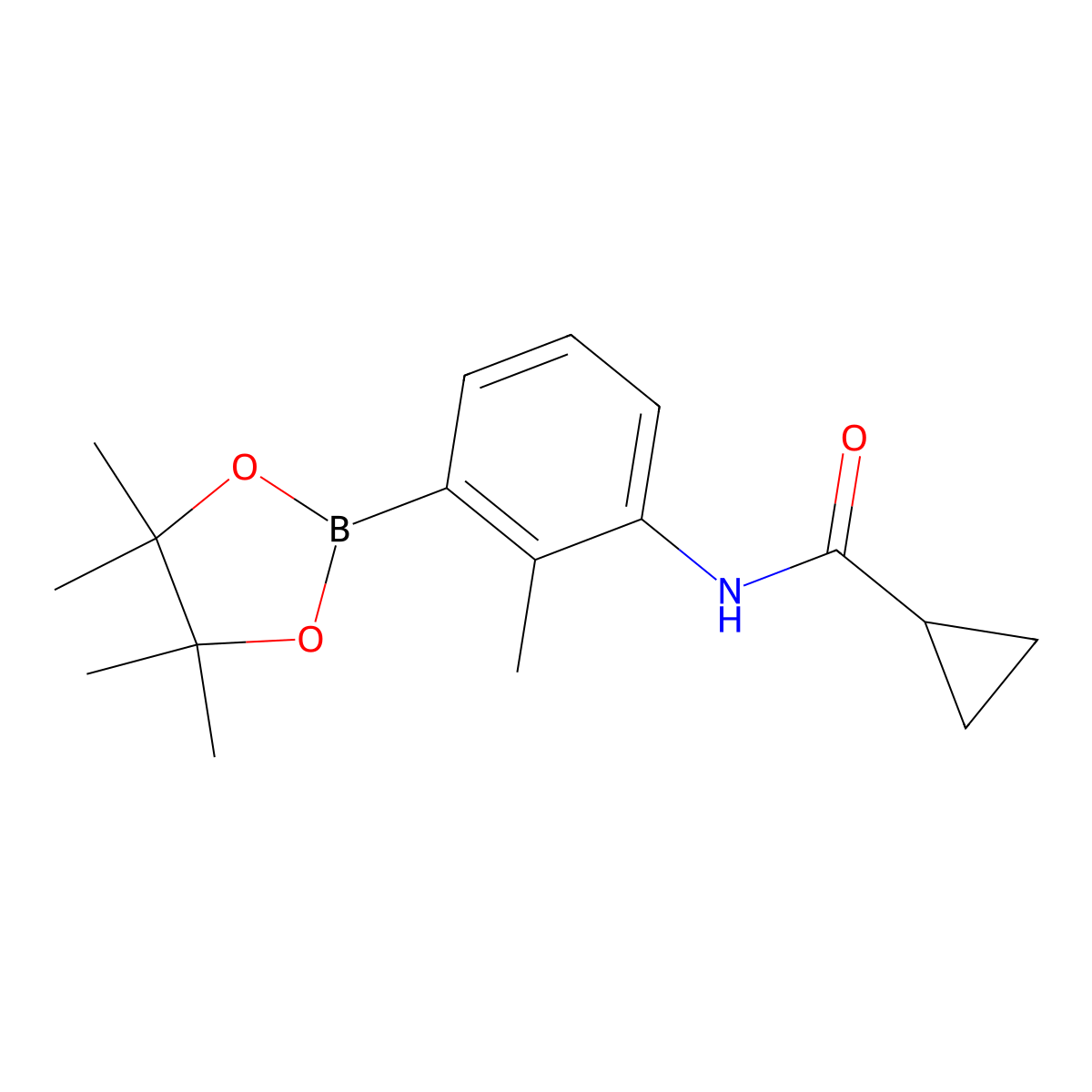 N-(2-Methyl-3-(4,4,5,5-tetramethyl-1,3,2-dioxaborolan-2-yl)phenyl)cyclopropanecarboxamide molecular structure, CAS 1231892-79-7