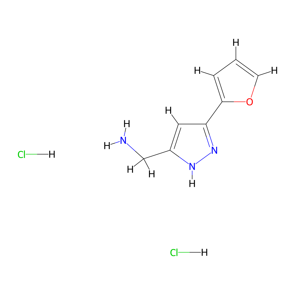 {[5-(2-furyl)-1H-pyrazol-3-yl]methyl}amine dihydrochloride molecular structure, CAS 1231926-53-6