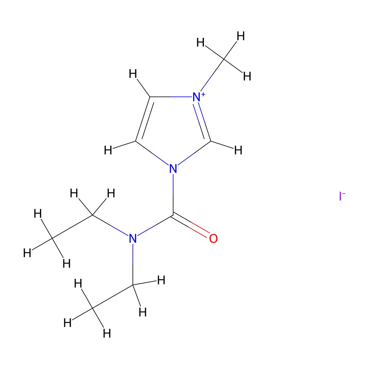 1-(Diethylcarbamoyl)-3-methyl-1H-imidazol-3-ium iodide molecular structure, CAS 1231928-52-1