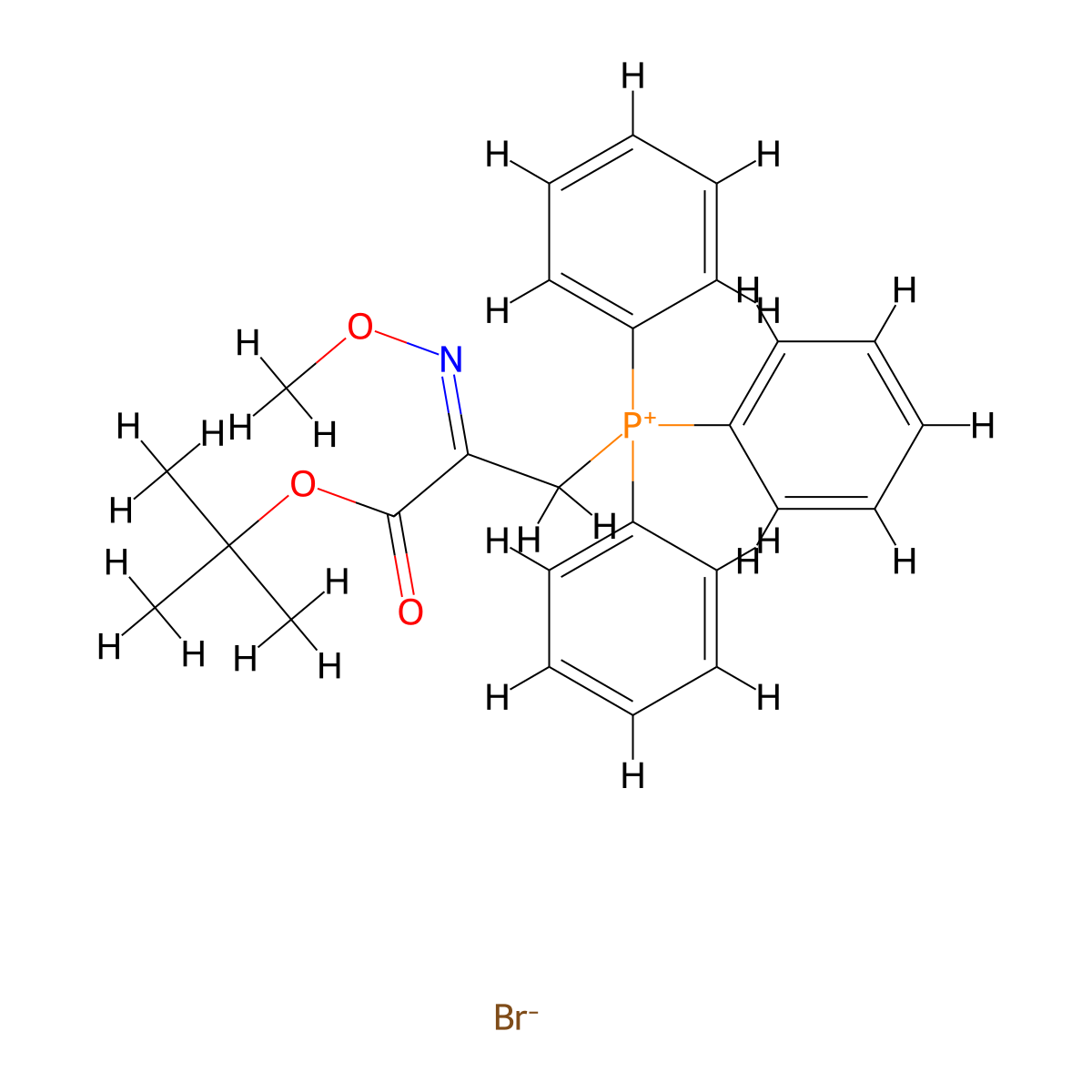 [3-(tert-Butoxy)-2-(methoxyimino)-3-oxopropyl]-(triphenyl)phosphonium bromide molecular structure, CAS 1231928-55-4