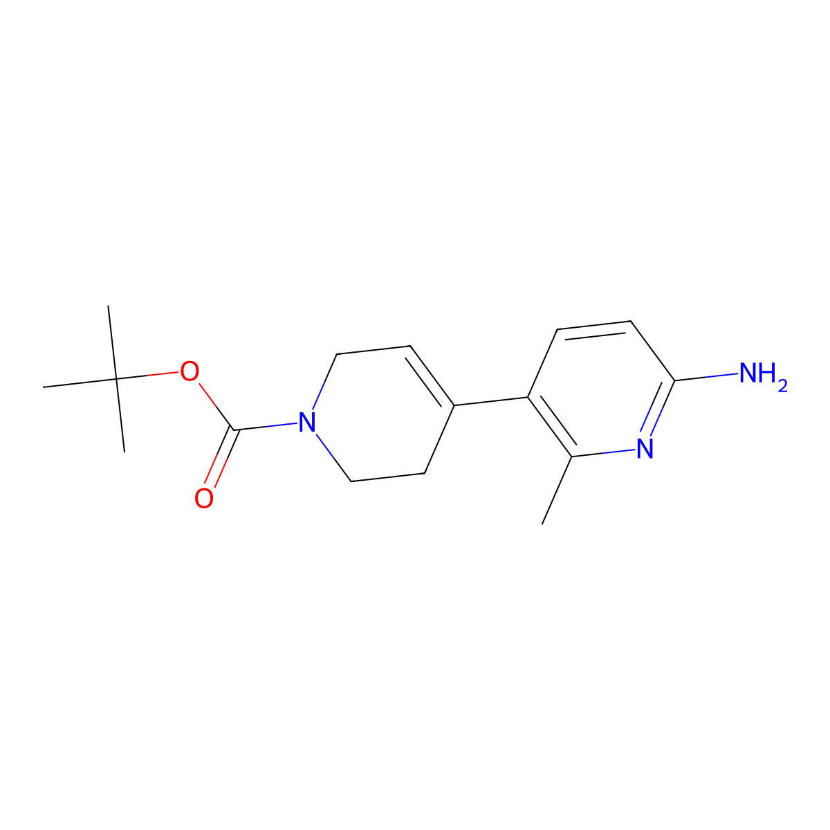 6-amino-2-methyl-3',6'-dihydro-2'H-[3,4']bipyridinyl-1'-carboxylic acid tert-butyl ester molecular structure, CAS 1231930-20-3