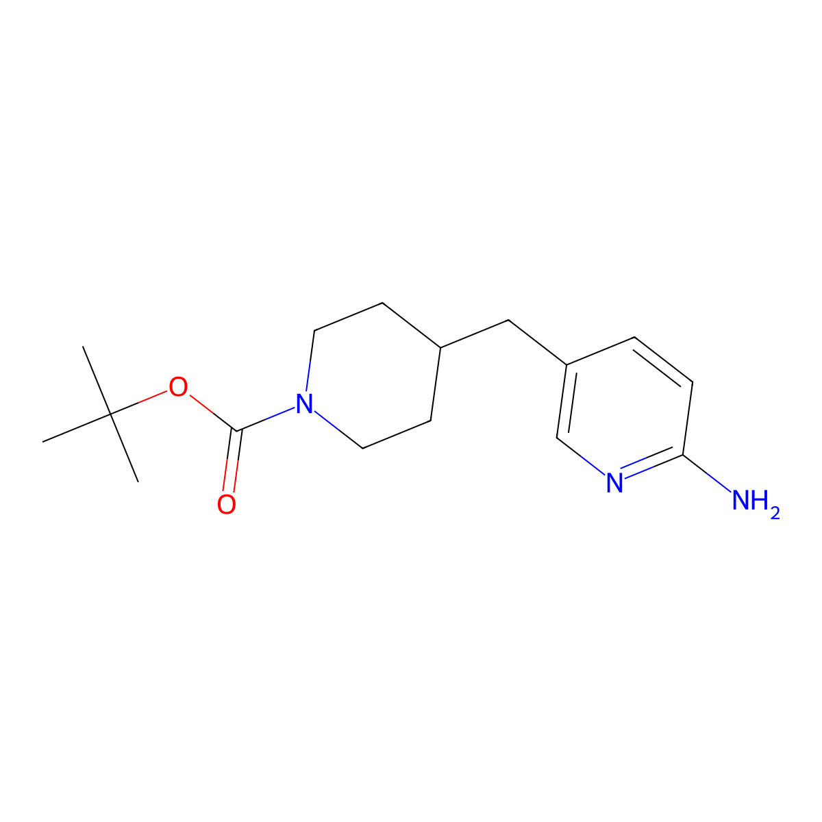4-(6-Amino-pyridin-3-ylmethyl)-piperidine-1-carboxylic acid tert-butyl ester molecular structure, CAS 1231930-23-6