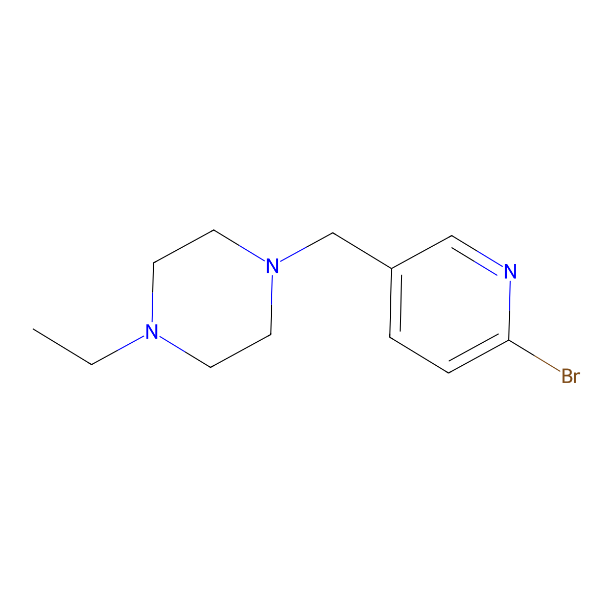 1-[(6-Bromopyridin-3-yl)methyl]-4-ethylpiperazine molecular structure, CAS 1231930-25-8