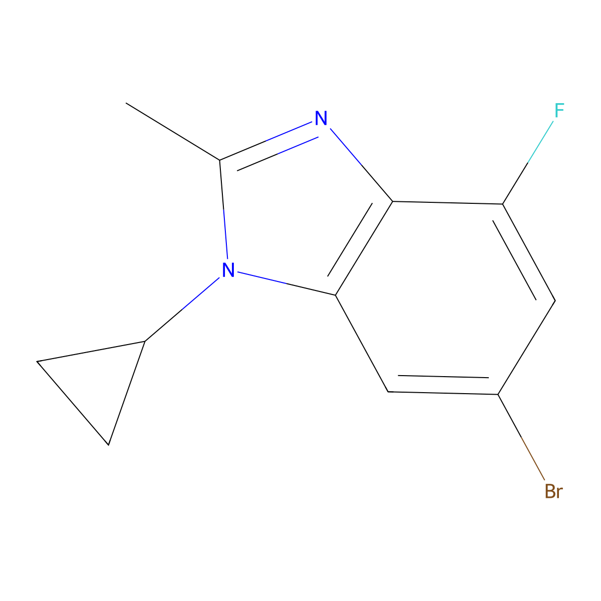 6-Bromo-1-cyclopropyl-4-fluoro-2-methyl-1H-benzimidazole molecular structure, CAS 1231930-34-9