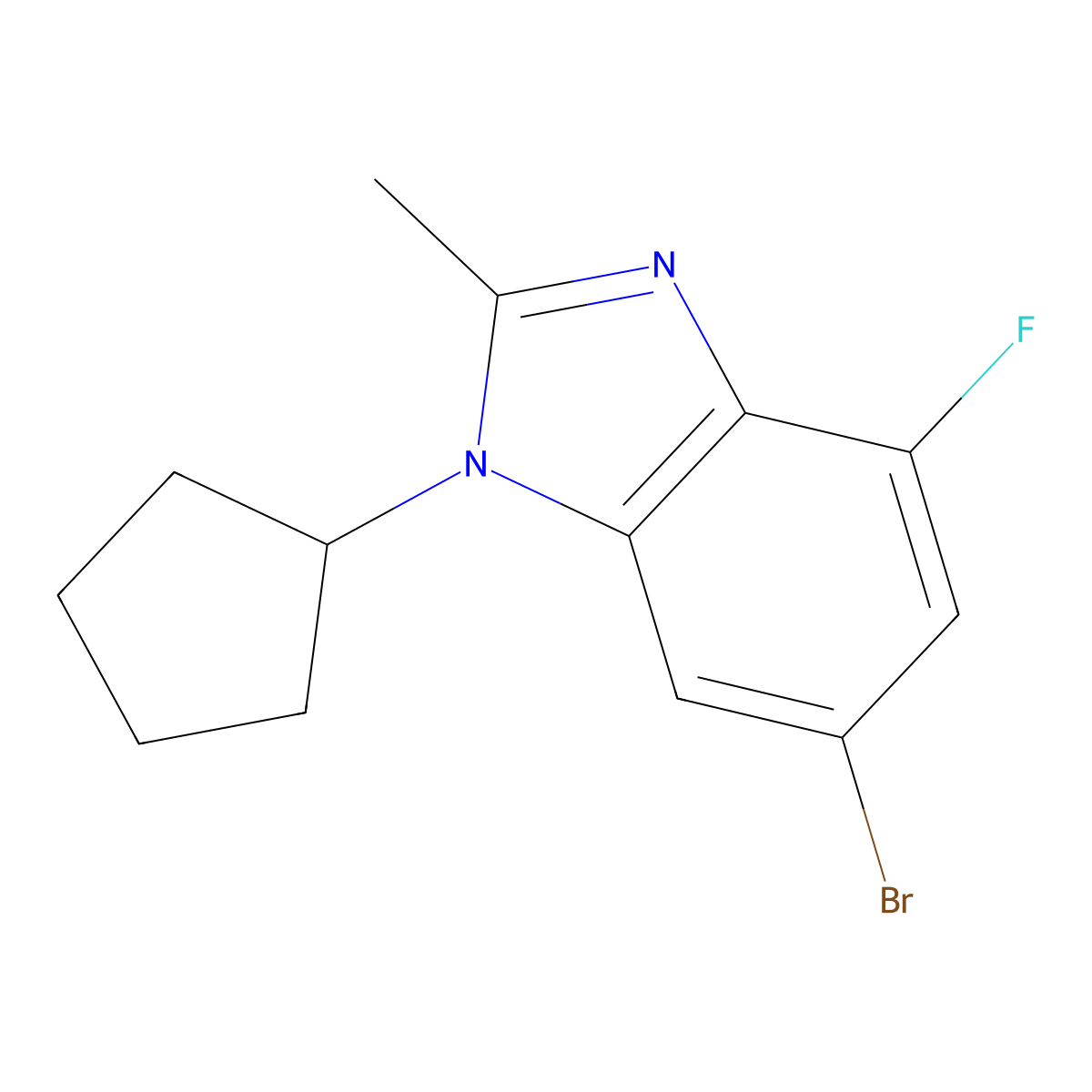 6-bromo-1-cyclopentyl-4-fluoro-2-methyl-1H-benzo[d]imidazole molecular structure, CAS 1231930-36-1