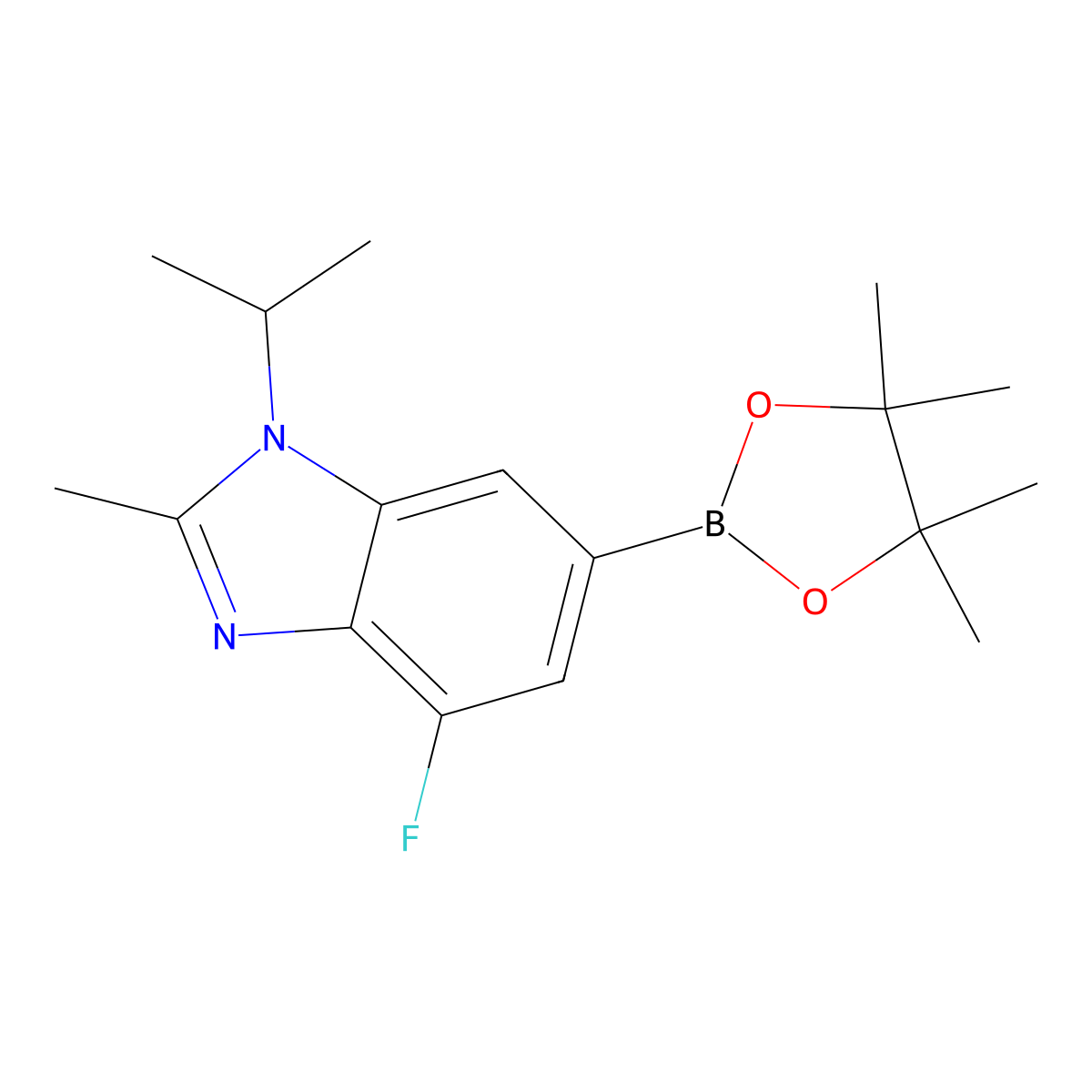 4-Fluoro-2-methyl-1-(1-methylethyl)-6-(4,4,5,5-tetramethyl-1,3,2-dioxaborolan-2-yl)-1H-benzimidazole molecular structure, CAS 1231930-37-2