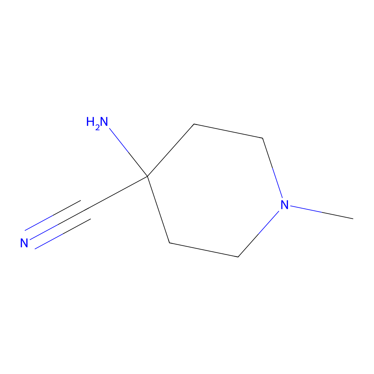 4-Amino-1-methylpiperidine-4-carbonitrile molecular structure, CAS 123194-00-3
