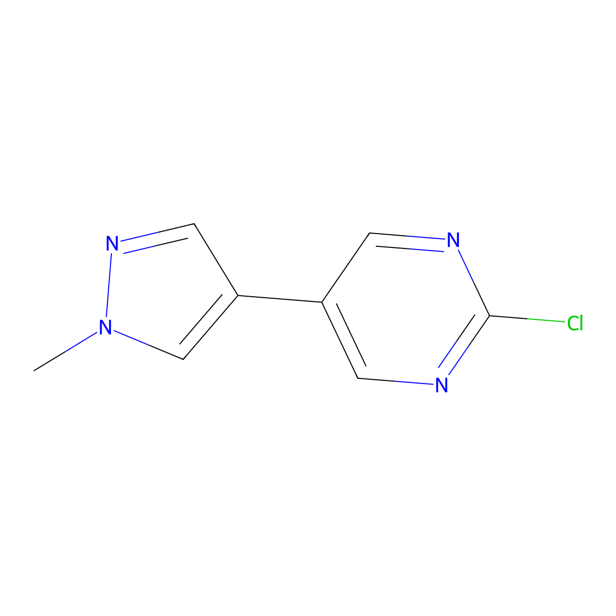 2-Chloro-5-(1-methyl-1H-pyrazol-4-YL)pyrimidine molecular structure, CAS 1231943-08-0
