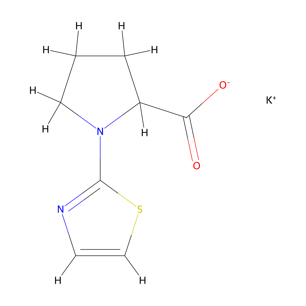 Potassium 1-(1,3-thiazol-2-yl)pyrrolidine-2-carboxylate molecular structure, CAS 1231949-74-8