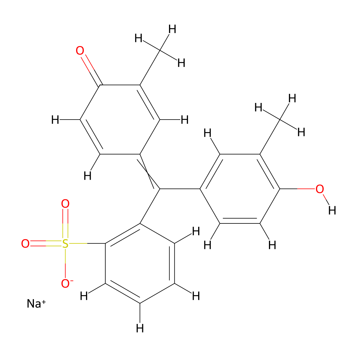 Sodium (Z)-2-((4-hydroxy-3-methylphenyl)(3-methyl-4-oxocyclohexa-2,5-dien-1-ylidene)methyl)benzenesulfonate molecular structure, CAS 1231953-74-4