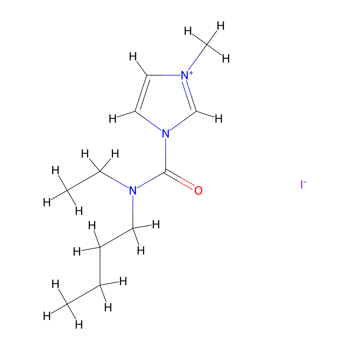 1-[butyl(ethyl)carbamoyl]-3-methyl-1H-imidazol-3-ium iodide molecular structure, CAS 1231955-75-1