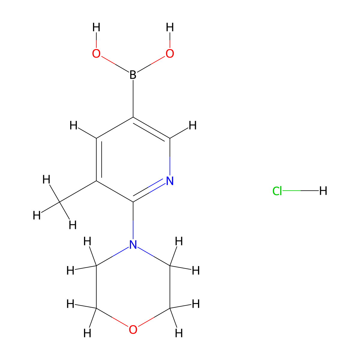 (5-Methyl-6-morpholin-4-ylpyridin-3-yl)boronic acid hydrochloride molecular structure, CAS 1231955-78-4