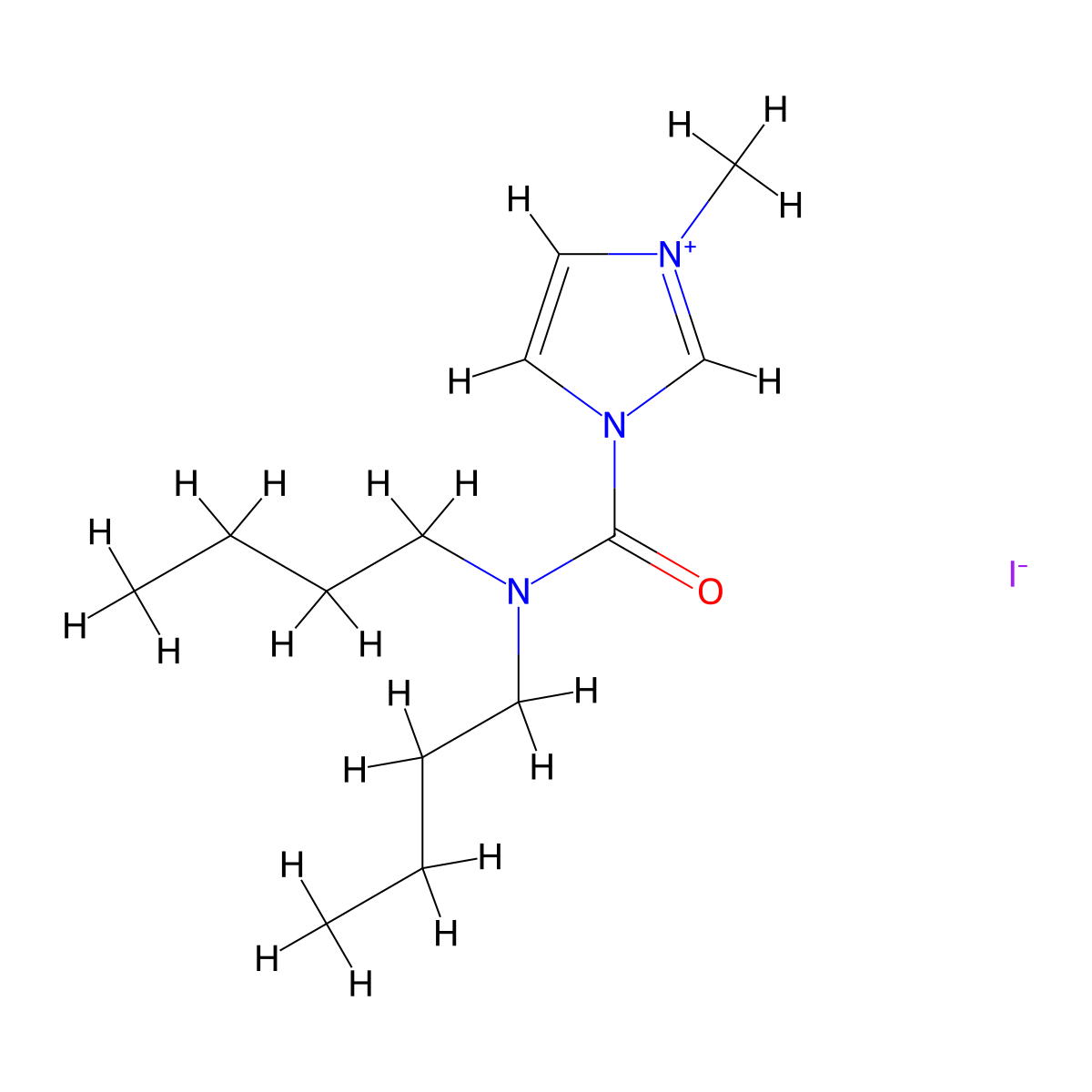 1-[(dibutylamino)carbonyl]-3-methyl-1H-imidazol-3-ium iodide molecular structure, CAS 1231958-21-6