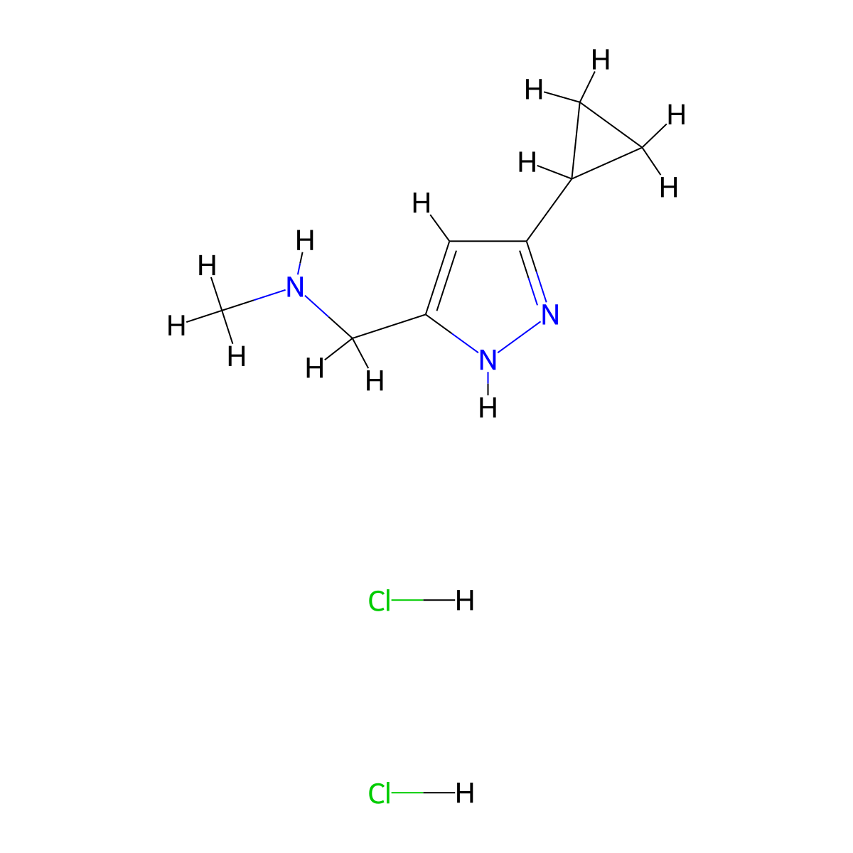 [(5-Cyclopropyl-1h-pyrazol-3-yl)methyl]-methylamine dihydrochloride molecular structure, CAS 1231960-45-4