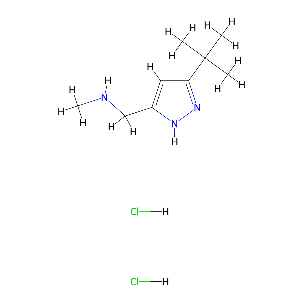 [(5-tert-butyl-1H-pyrazol-3-yl)methyl]methylamine dihydrochloride molecular structure, CAS 1231961-65-1