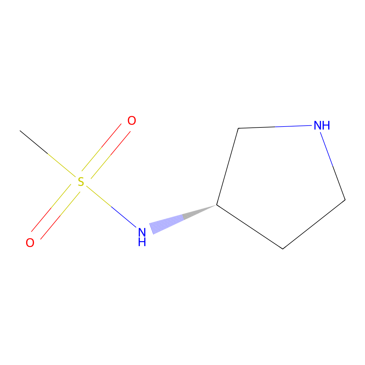 (S)-N-(Pyrrolidin-3-yl)methanesulfonamide molecular structure, CAS 1231978-77-0