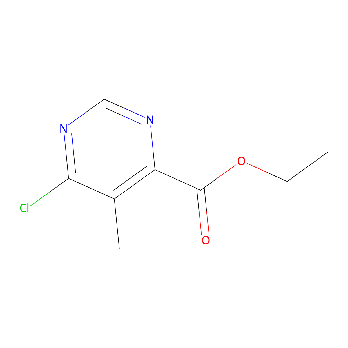 Ethyl 6-chloro-5-methylpyrimidine-4-carboxylate molecular structure, CAS 1232059-52-7
