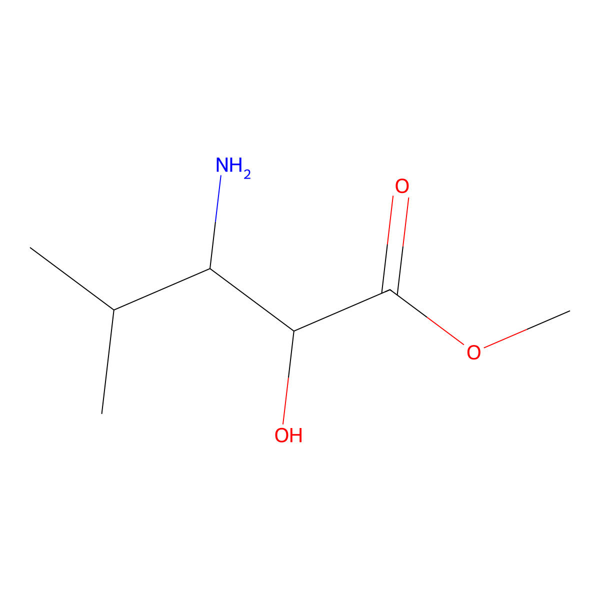 Methyl 3-amino-2-hydroxy-4-methylpentanoate molecular structure, CAS 123206-27-9