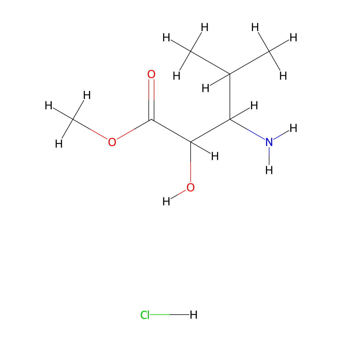 Methyl 3-amino-2-hydroxy-4-methylpentanoate hydrochloride molecular structure, CAS 123206-28-0