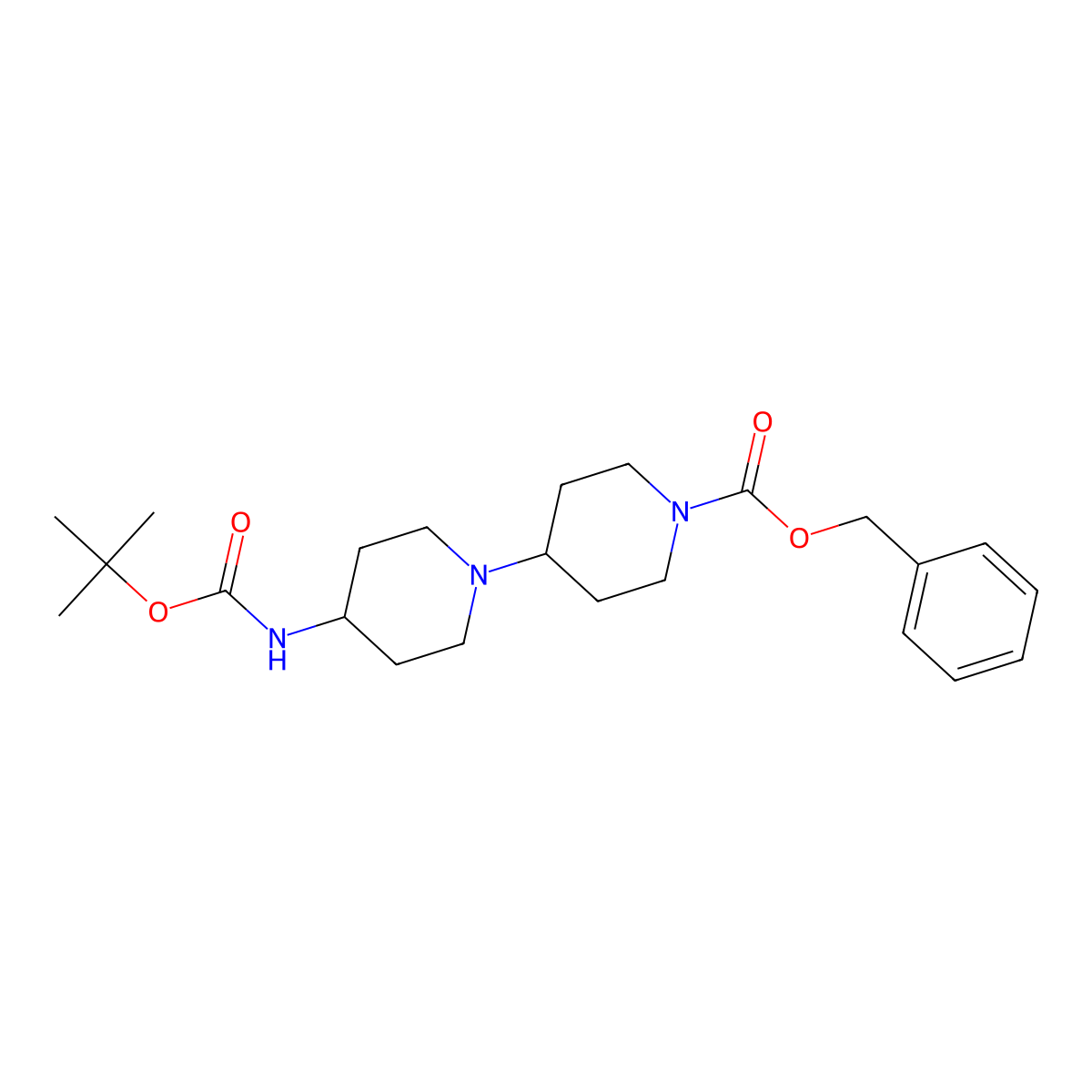 4-Tert-butoxycarbonylamino-[1,4']bipiperidinyl-1'-carboxylic acid benzyl ester molecular structure, CAS 1232060-19-3