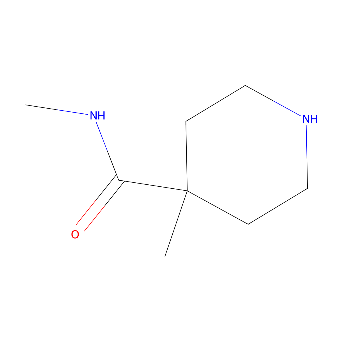 N,4-dimethylpiperidine-4-carboxamide molecular structure, CAS 1232061-13-0