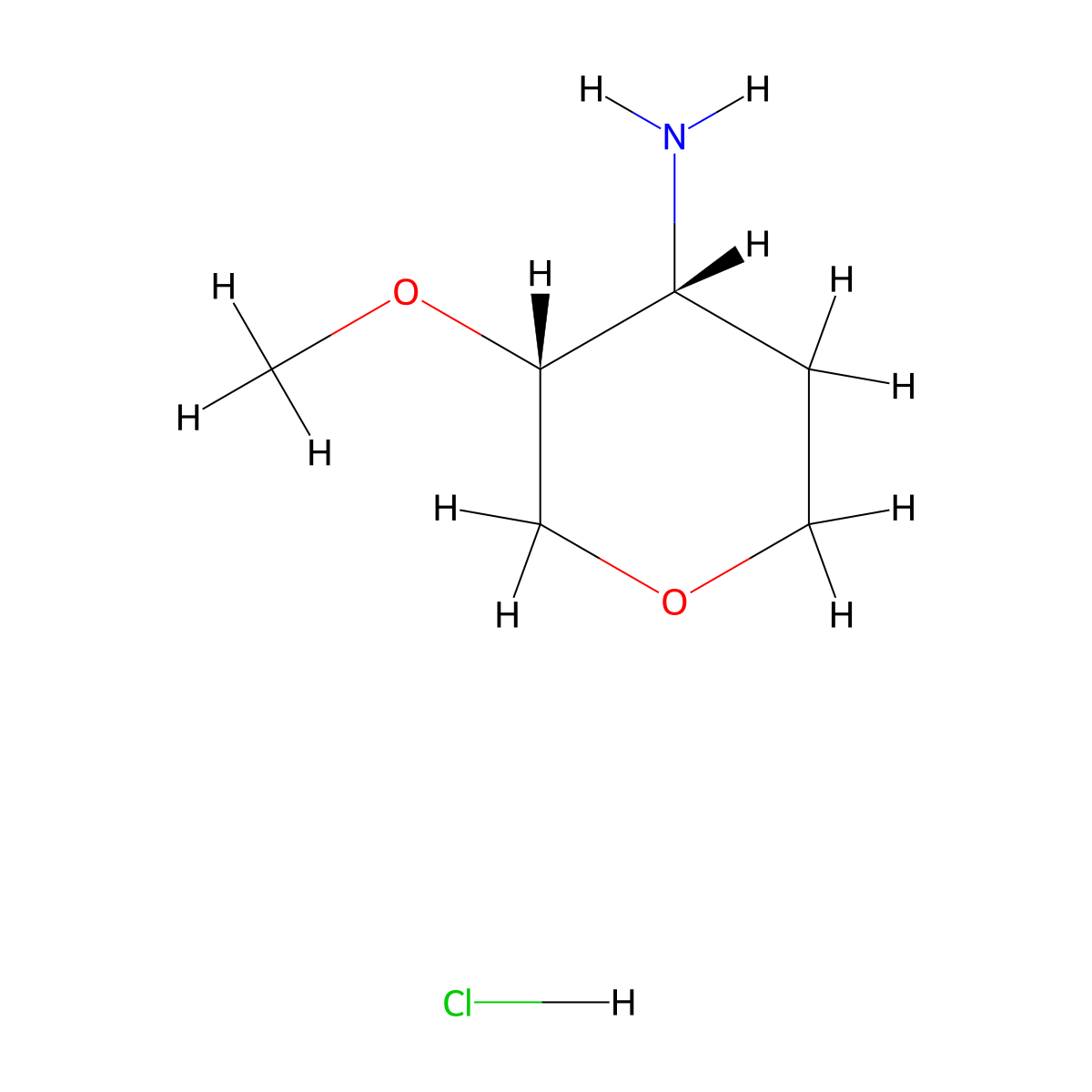 (3R,4R)-3-Methoxyoxan-4-amine hydrochloride molecular structure, CAS 1232064-63-9