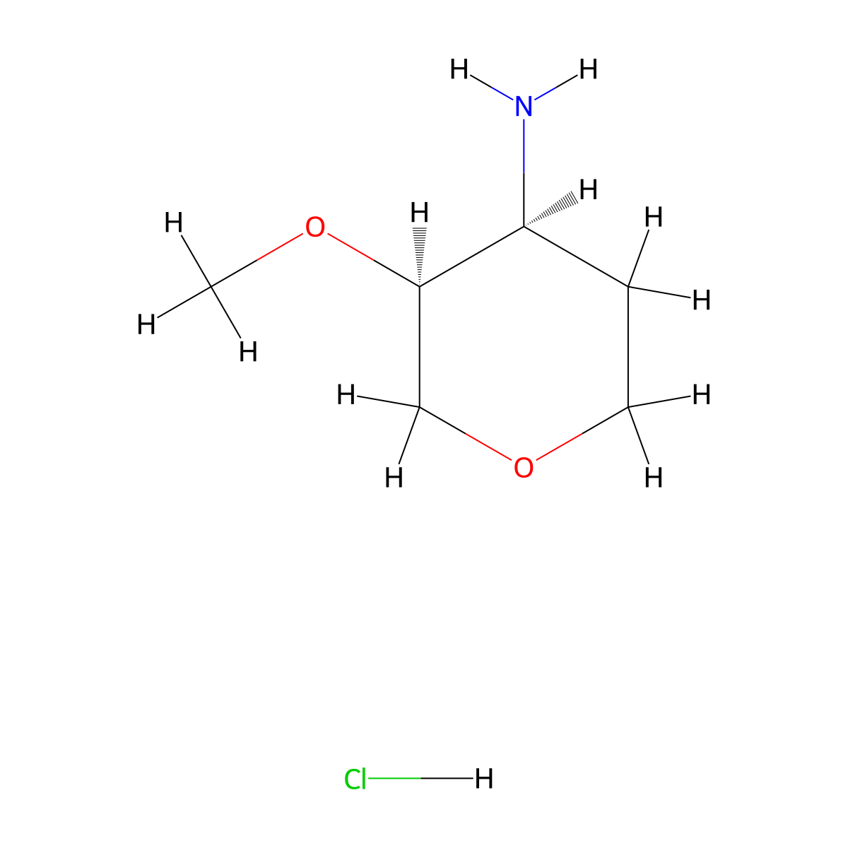 (3S,4S)-3-Methoxyoxan-4-amine hydrochloride molecular structure, CAS 1232064-65-1