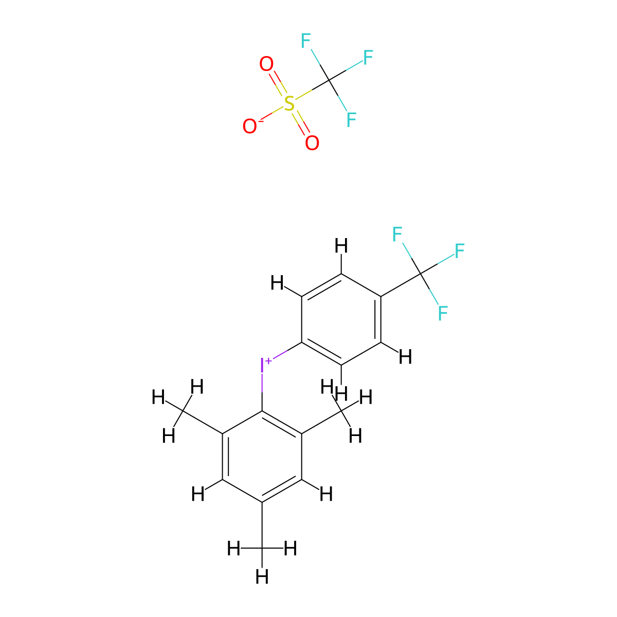 (4-(Trifluoromethyl)phenyl)(2,4,6-trimethylphenyl)iodonium Trifluoromethanesulfonate molecular structure, CAS 1232133-62-8