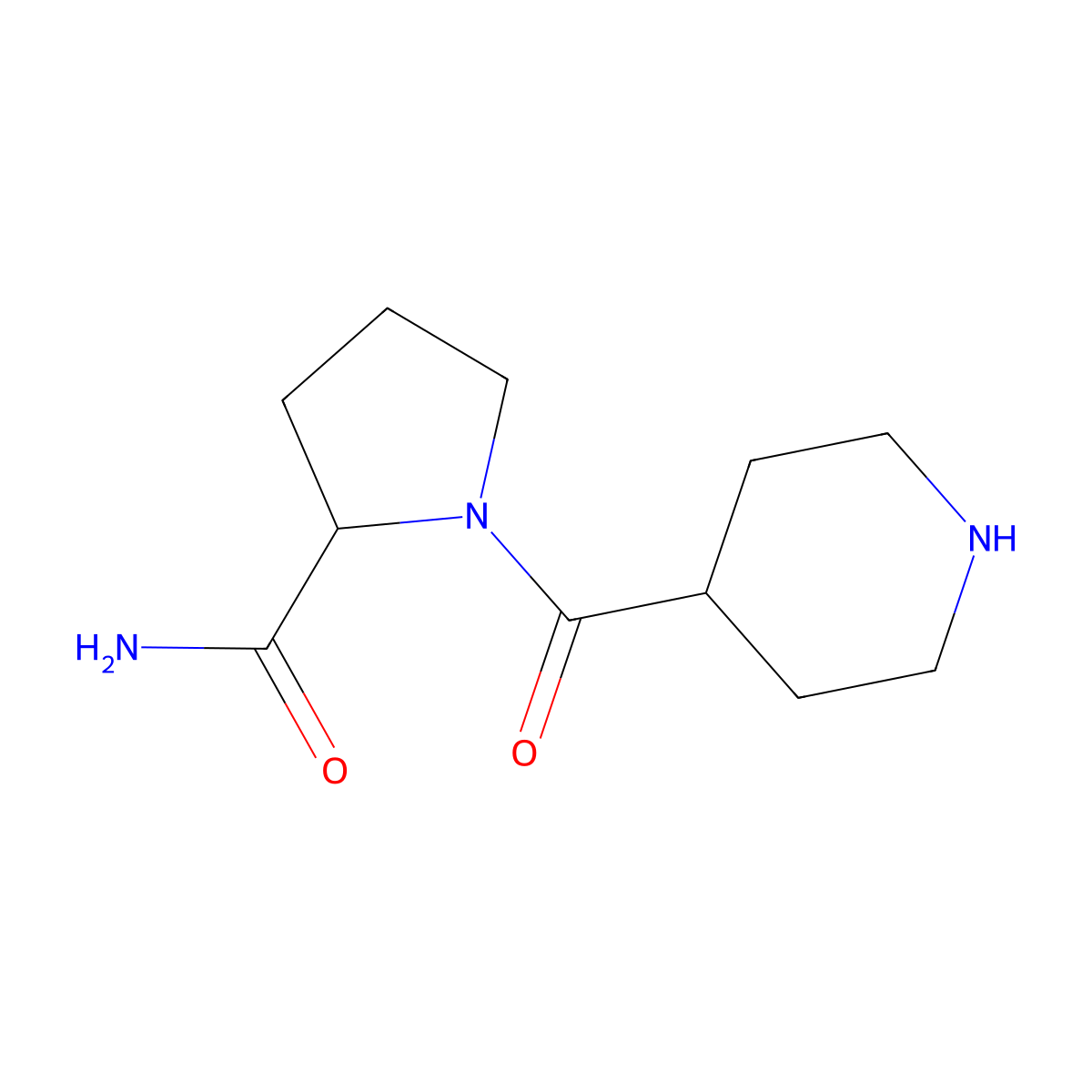 1-(Piperidine-4-carbonyl)pyrrolidine-2-carboxamide molecular structure, CAS 1232134-20-1