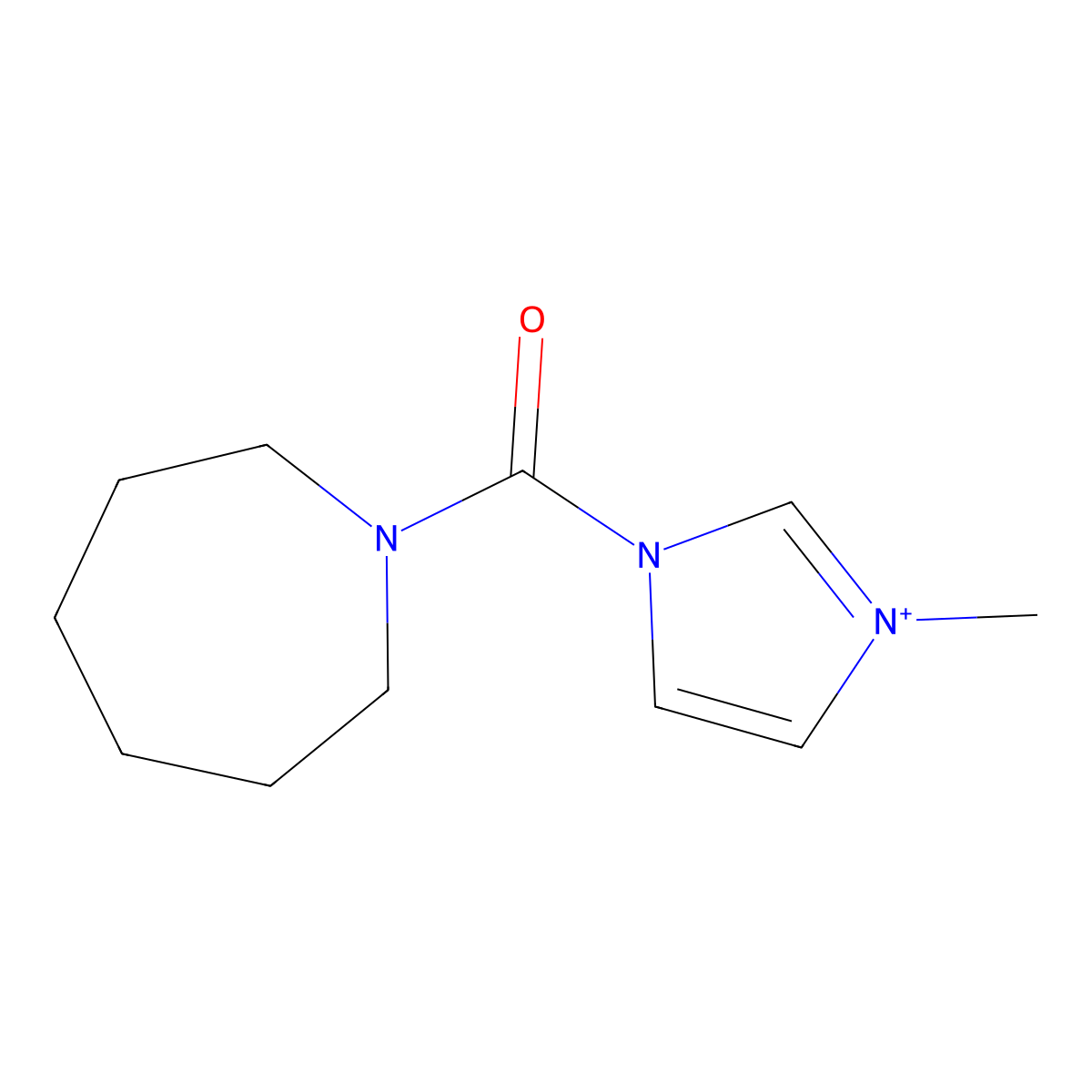 3-(Azepane-1-carbonyl)-1-methyl-1H-imidazol-3-ium molecular structure, CAS 1232136-45-6