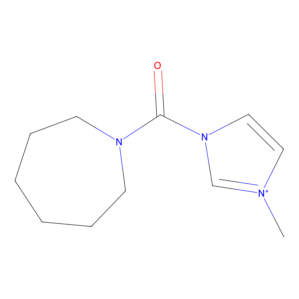 3-(Azepane-1-carbonyl)-1-methyl-1H-imidazol-3-ium molecular structure, CAS 1232136-45-6