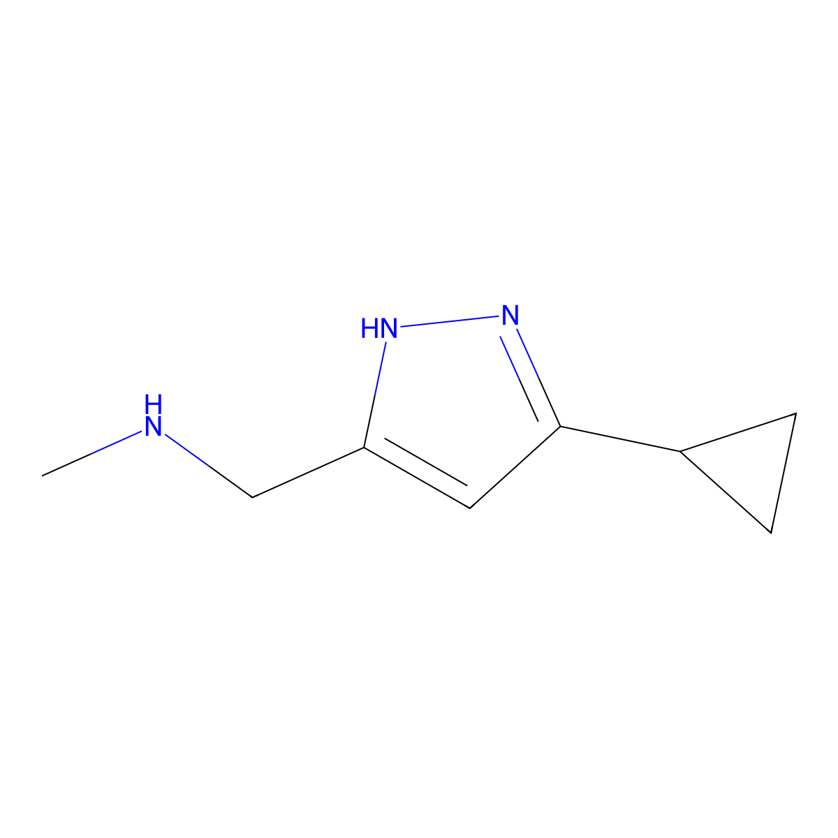 1-(5-Cyclopropyl-1H-pyrazol-3-YL)-N-methylmethanamine molecular structure, CAS 1232136-97-8