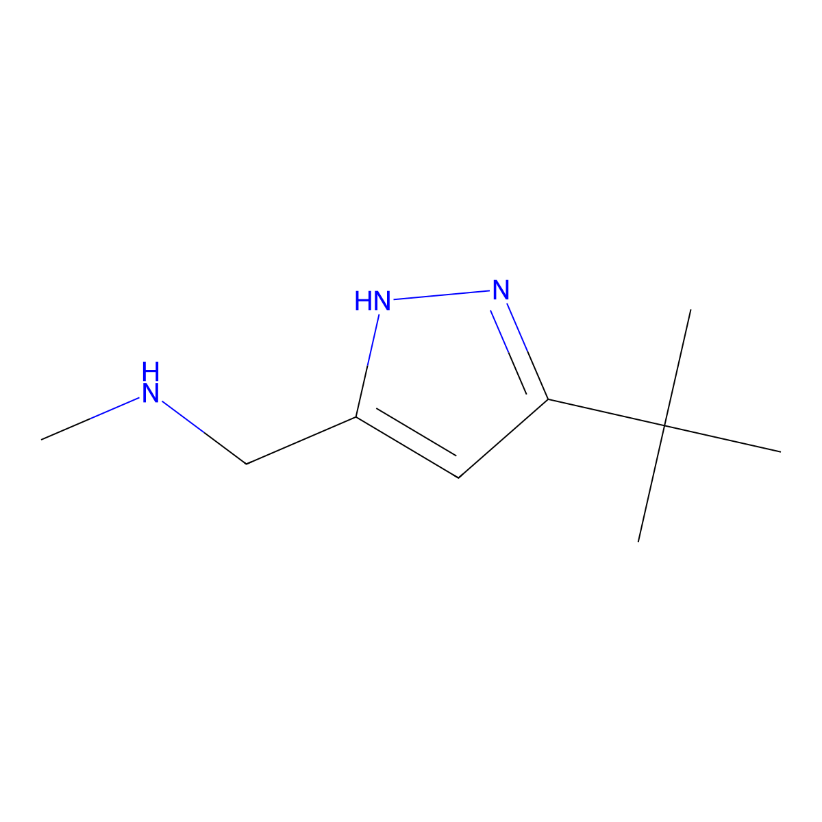 ((5-tert-butyl-1H-pyrazol-3-yl)methyl)(methyl)amine molecular structure, CAS 1232137-17-5