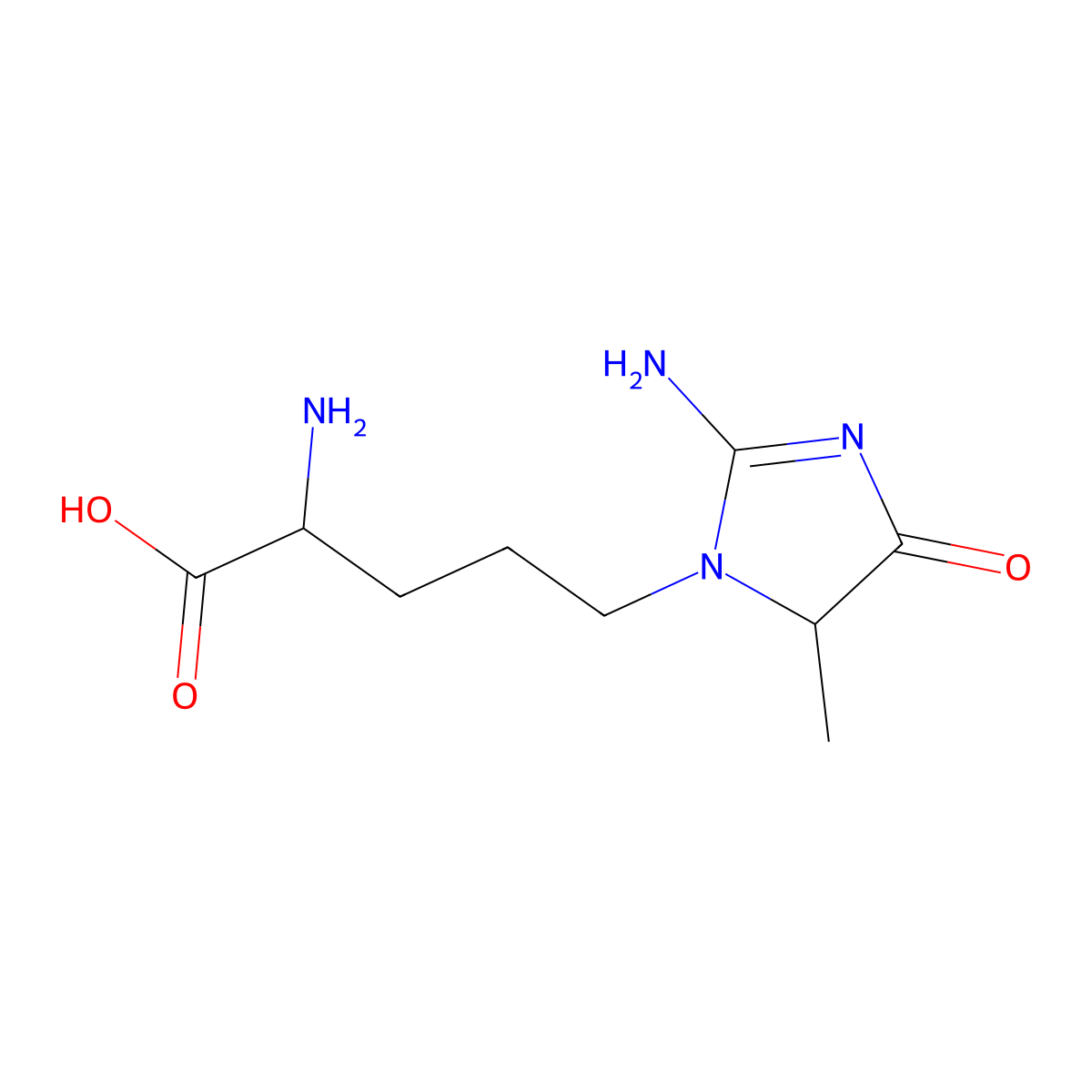 (2S)-2-amino-5-(2-amino-4-methyl-5-oxo-4H-imidazol-3-yl)pentanoic acid molecular structure, CAS 1232154-60-7