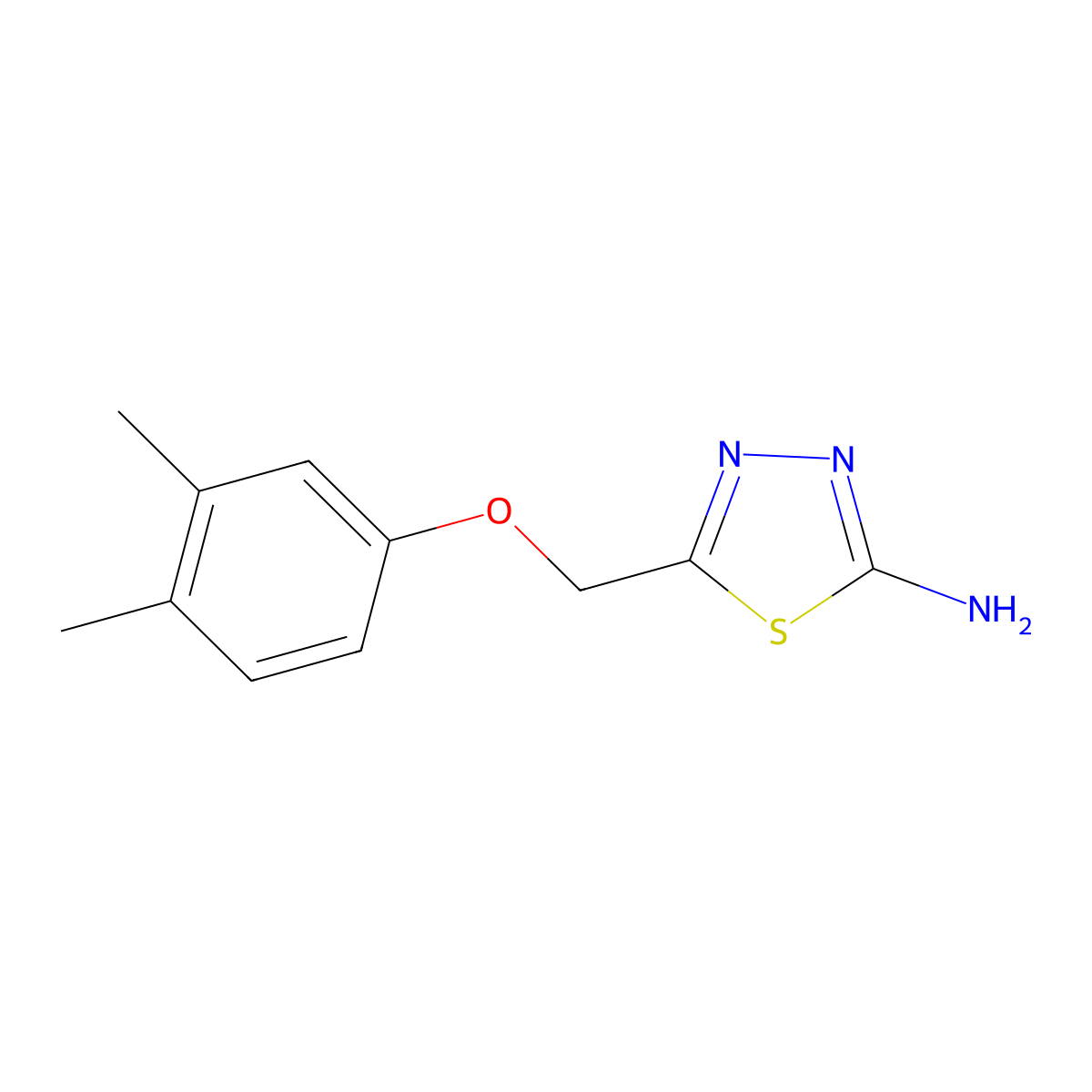 5-[(3,4-Dimethylphenoxy)methyl]-1,3,4-thiadiazol-2-amine molecular structure, CAS 123216-99-9