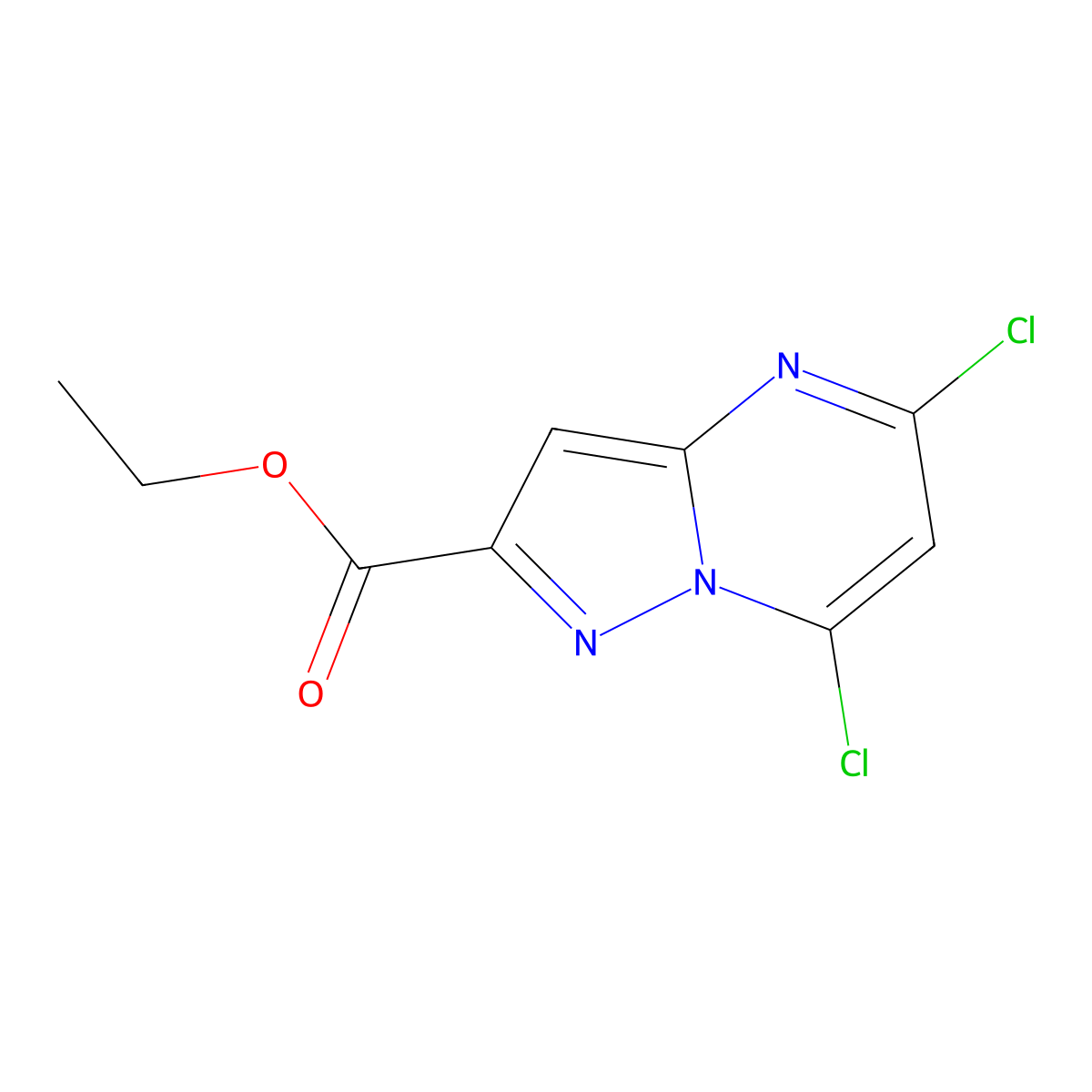 Ethyl 5,7-dichloropyrazolo[1,5-a]pyrimidine-2-carboxylate molecular structure, CAS 1232224-62-2