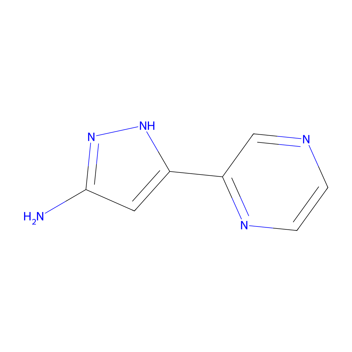 3-(Pyrazin-2-yl)-1H-pyrazol-5-amine molecular structure, CAS 1232224-86-0