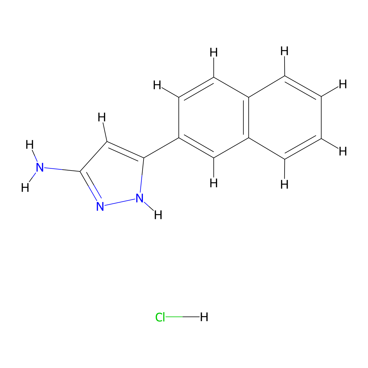 3-(Naphthalen-2-yl)-1H-pyrazol-5-amine hydrochloride molecular structure, CAS 1232231-04-7